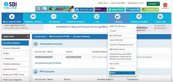 sbi online apply e-services more pmjjby
